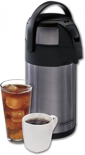 Proctor-Silex Thermal Airpot Hot Coffee/Cold Beverage Dispenser, Vacuum Insulated, Compact and Portable, 2.5 Liter, Stainless Steel