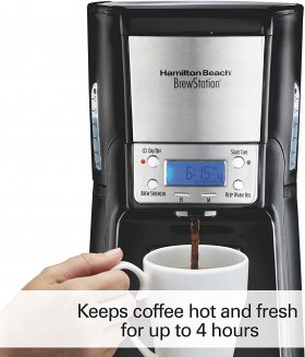 Hamilton Beach (48464) Coffee Maker with 12 Cup Capacity & Internal Storage Coffee Pot, Brewstation, Black