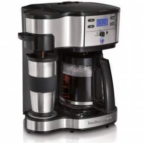 Hamilton Beach 2-Way Brewer 49980A, Single Serve Coffee Maker and Full 12 Cup Coffee Pot, Stainless Steel, Programmable