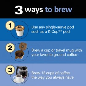 Hamilton Beach FlexBrew Trio Coffee Maker, 2-way Single Serve and Full 12 Cup Pot, Compatible K-Cup Pods or Grounds, Combo, Black 49954