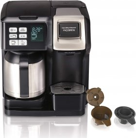 Hamilton Beach FlexBrew Thermal Coffee Maker, Single Serve & Full Pot, Compatible with K-Cup Pods or Grounds, Programmable, Black and Stainless (49966)