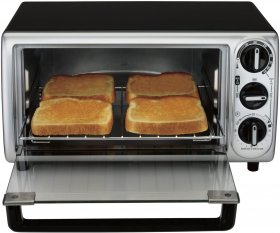 Proctor Silex 4-Slice Modern Countertop Toaster Oven with Bake Pan, Black (31122)