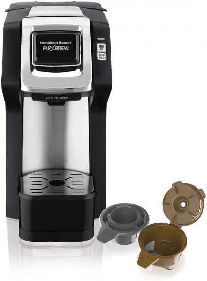 Hamilton Beach 49979 FlexBrew Single-Serve Coffee Maker, Compatible with Pod Packs and Grounds, Black and Chrome