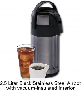 Proctor-Silex Thermal Airpot Hot Coffee/Cold Beverage Dispenser, Vacuum Insulated, Compact and Portable, 2.5 Liter, Stainless Steel