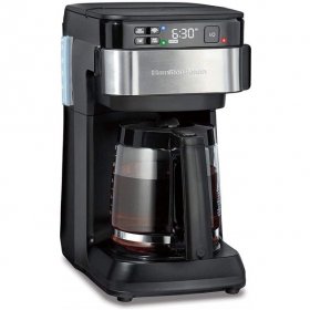 Hamilton Beach Works with Alexa Smart Coffee Maker, Programmable, 12 Cup Capacity, Black and Stainless Steel (49350)